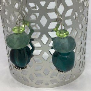 Artisan Silver Tone Glass Bead Dangle Earrings